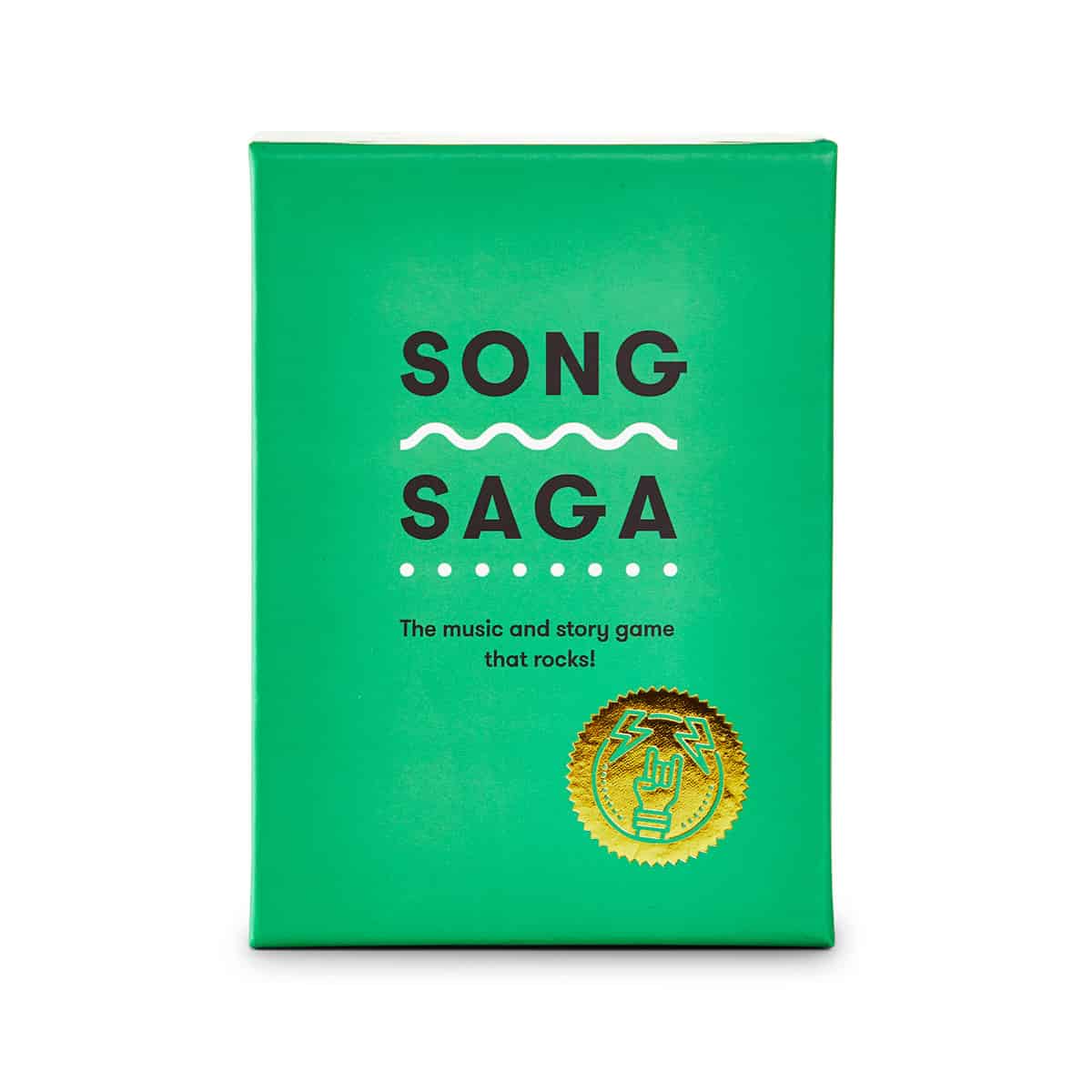 Song Saga Game, Music Game, Story Game, Party Game, Best Party Games, SongSaga, Green Box that Rocks, Card Game, Cards, You Rock Game, Conversation Starters Game, Spotify Game
